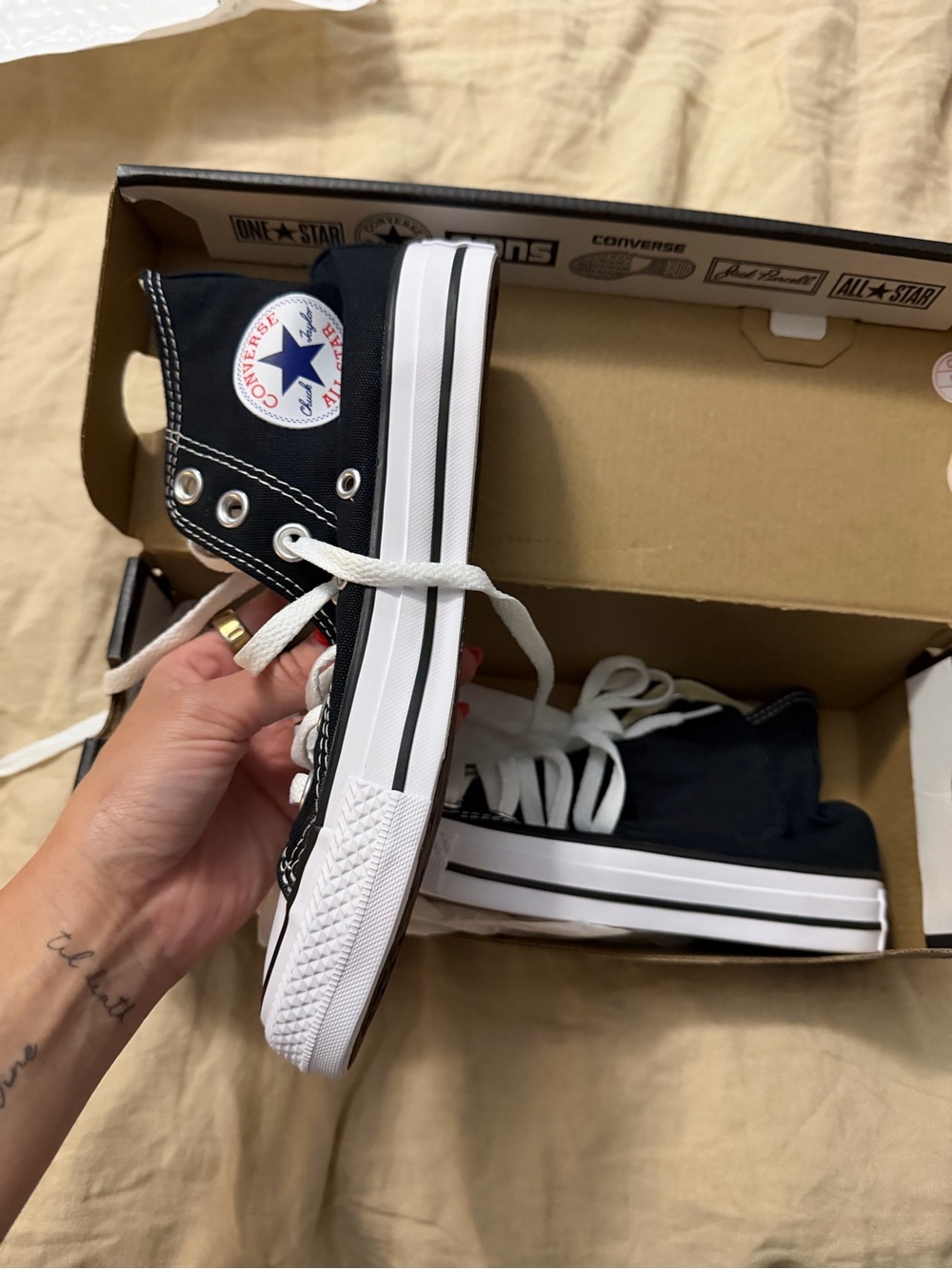 Converse Black High-Top Canvas Sneakers - Classic White Sole - Picture 2 of 3
